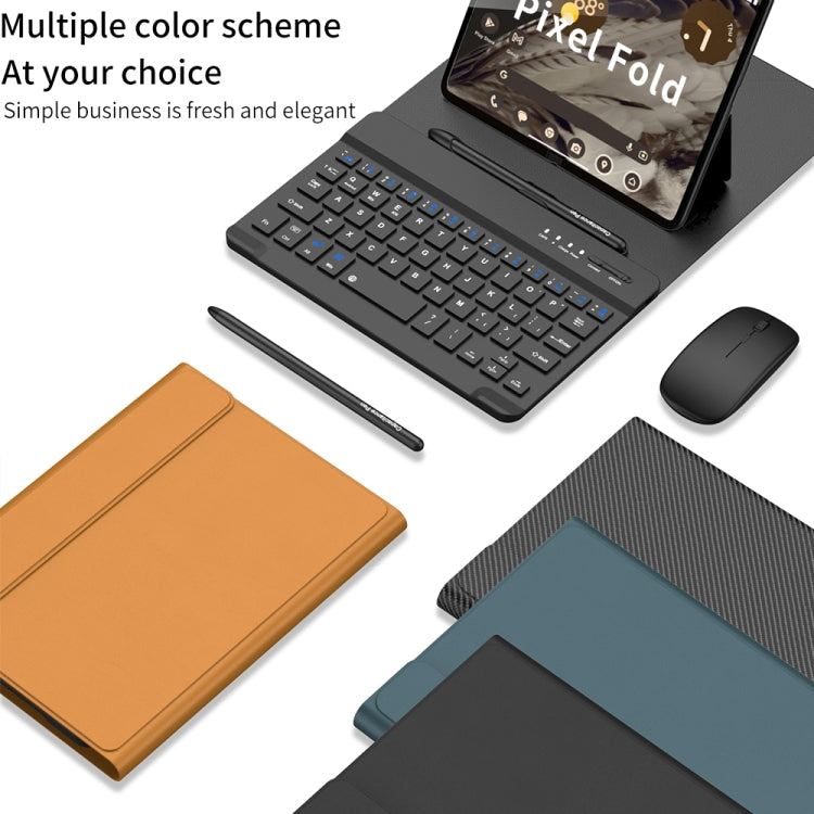 For Google Pixel Fold GKK Gear Adjustment Bluetooth Keyboard Leather Case with Pen + Keyboard + Mouse + Case(Carbon Fibre) - Google Cases by GKK | Online Shopping South Africa | PMC Jewellery