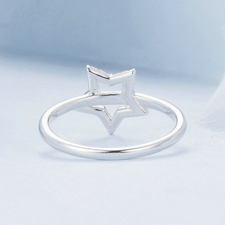 BSR450-6 S925 Sterling Silver White Gold Plated Hollow Star Ring Hand Decoration - Rings by PMC Jewellery | Online Shopping South Africa | PMC Jewellery