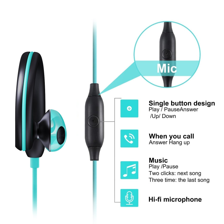 Mucro R12 Wired Stereo Over-Ear Sports Earphone, Length: 1.2m(Blue) - Sport Earphone by Mucro | Online Shopping South Africa | PMC Jewellery