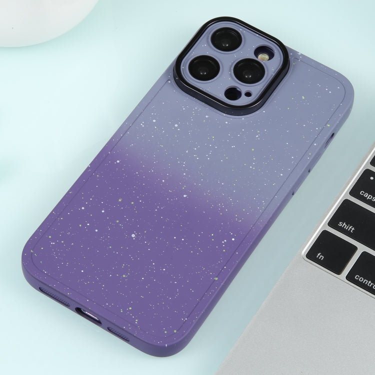 For iPhone 14 Pro Max Gradient Starry Silicone Phone Case with Lens Film(Grey Purple) - iPhone 14 Pro Max Cases by PMC Jewellery | Online Shopping South Africa | PMC Jewellery