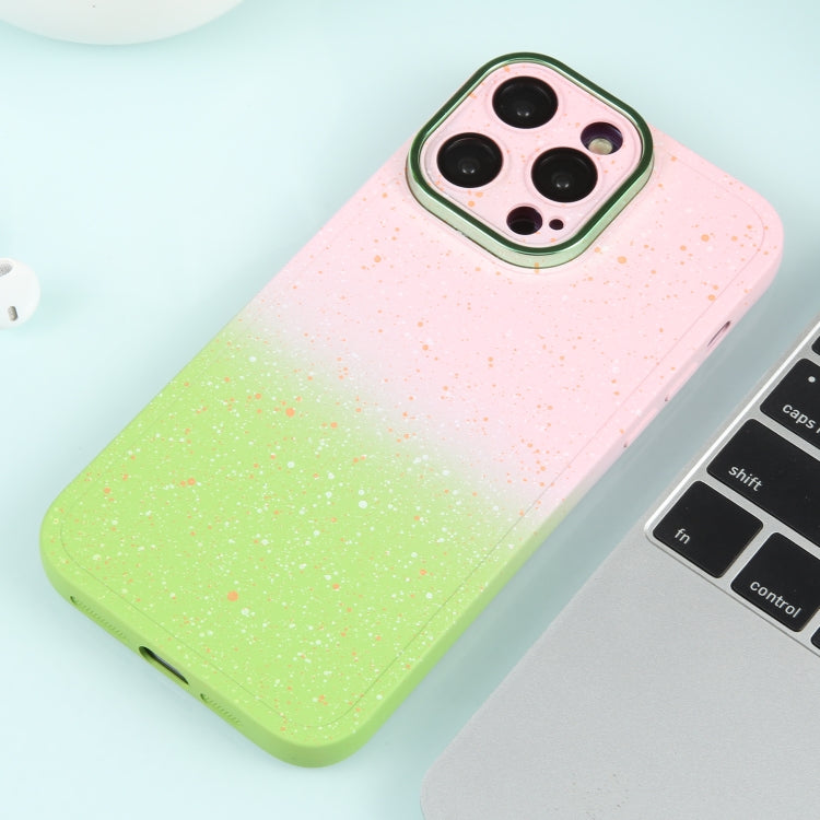 For iPhone 13 Pro Gradient Starry Silicone Phone Case with Lens Film(Pink Green) - iPhone 13 Pro Cases by PMC Jewellery | Online Shopping South Africa | PMC Jewellery