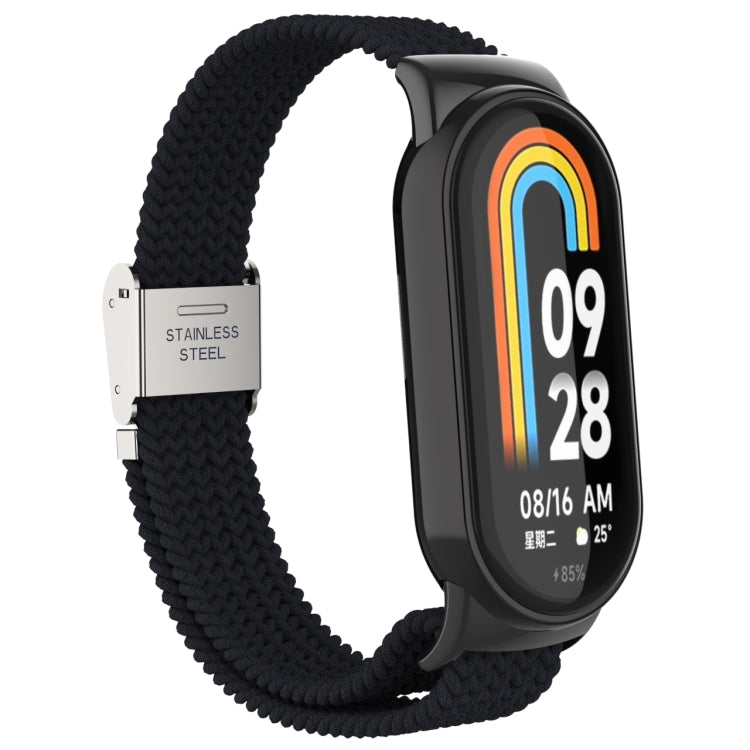 For Xiaomi Mi Band 8 Metal Head + Adjustable Nylon Braided Steel Buckle Watch Band(Black) - Watch Bands by PMC Jewellery | Online Shopping South Africa | PMC Jewellery