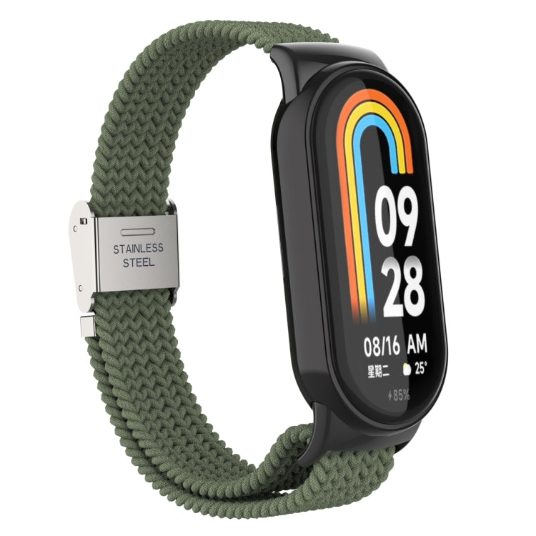 For Xiaomi Mi Band 8 Metal Head + Adjustable Nylon Braided Steel Buckle Watch Band(Dark Green) - Watch Bands by PMC Jewellery | Online Shopping South Africa | PMC Jewellery