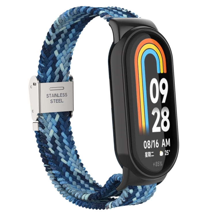 For Xiaomi Mi Band 8 Metal Head + Adjustable Nylon Braided Steel Buckle Watch Band(Navy Blue) - Watch Bands by PMC Jewellery | Online Shopping South Africa | PMC Jewellery