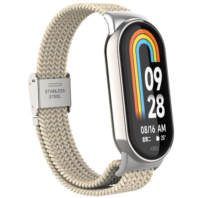 For Xiaomi Mi Band 8 Metal Head + Adjustable Nylon Braided Steel Buckle Watch Band(Starlight Color) - Watch Bands by PMC Jewellery | Online Shopping South Africa | PMC Jewellery