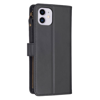 For iPhone 11 9 Card Slots Zipper Wallet Leather Flip Phone Case(Black) - iPhone 11 Cases by PMC Jewellery | Online Shopping South Africa | PMC Jewellery