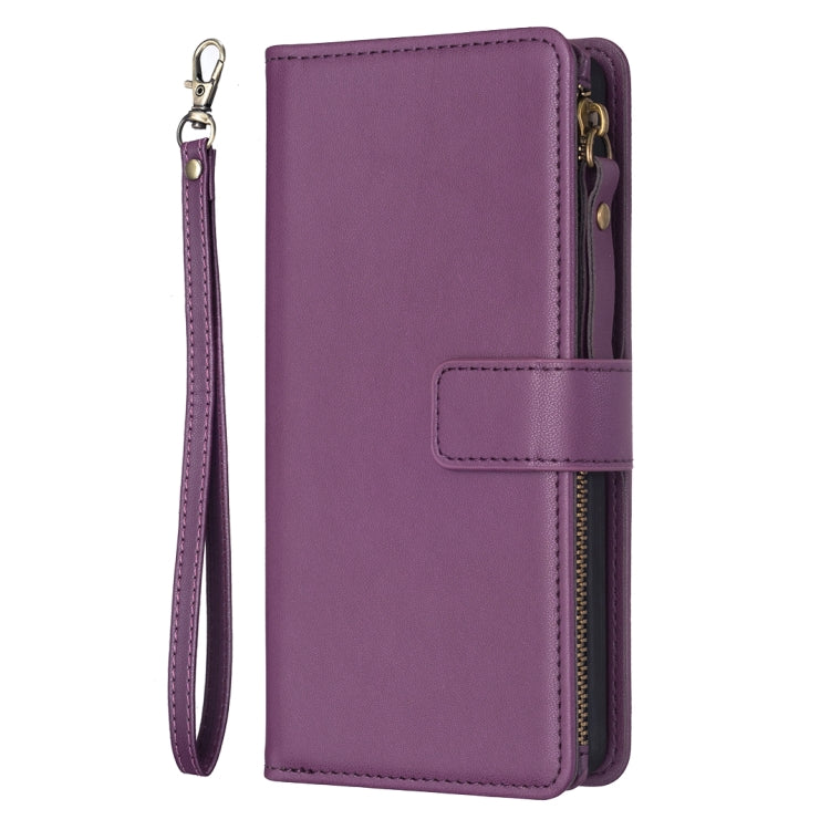 For iPhone 13 Pro 9 Card Slots Zipper Wallet Leather Flip Phone Case(Dark Purple) - iPhone 13 Pro Cases by PMC Jewellery | Online Shopping South Africa | PMC Jewellery