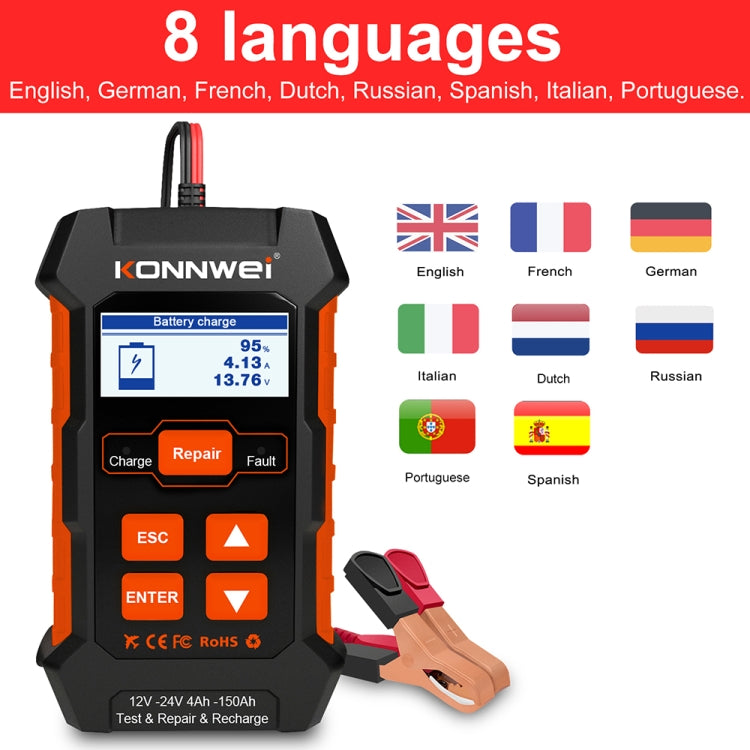 KONNWEI KW520 12V / 24V 3 in 1 Car Battery Tester with Detection & Repair & Charging Function(US Plug) - Code Readers & Scan Tools by KONNWEI | Online Shopping South Africa | PMC Jewellery