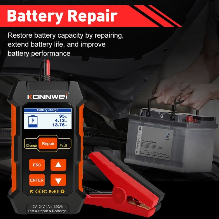 KONNWEI KW520 12V / 24V 3 in 1 Car Battery Tester with Detection & Repair & Charging Function(UK Plug) - Code Readers & Scan Tools by KONNWEI | Online Shopping South Africa | PMC Jewellery