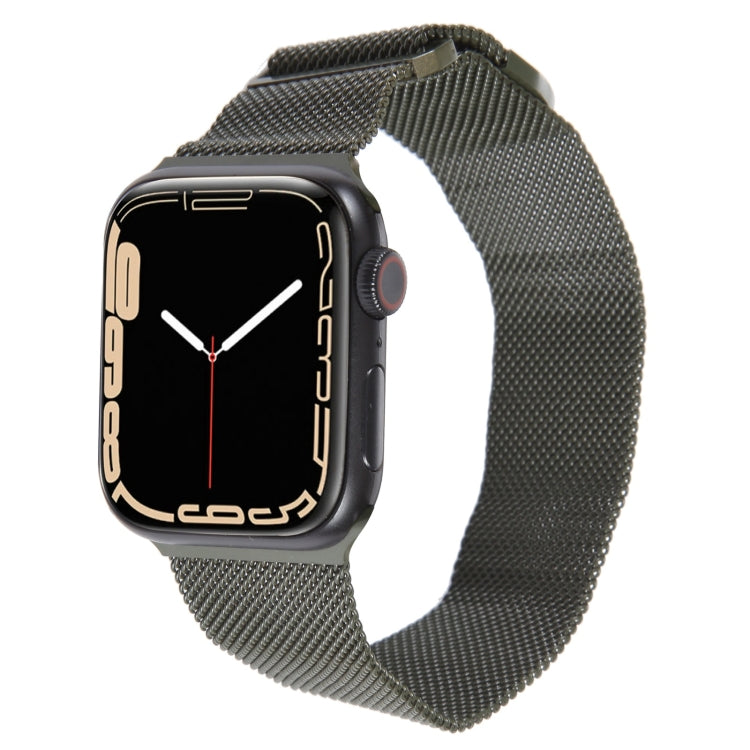 For Apple Watch 8 45mm Milanese Metal Magnetic Watch Band(Army Green) - Watch Bands by PMC Jewellery | Online Shopping South Africa | PMC Jewellery