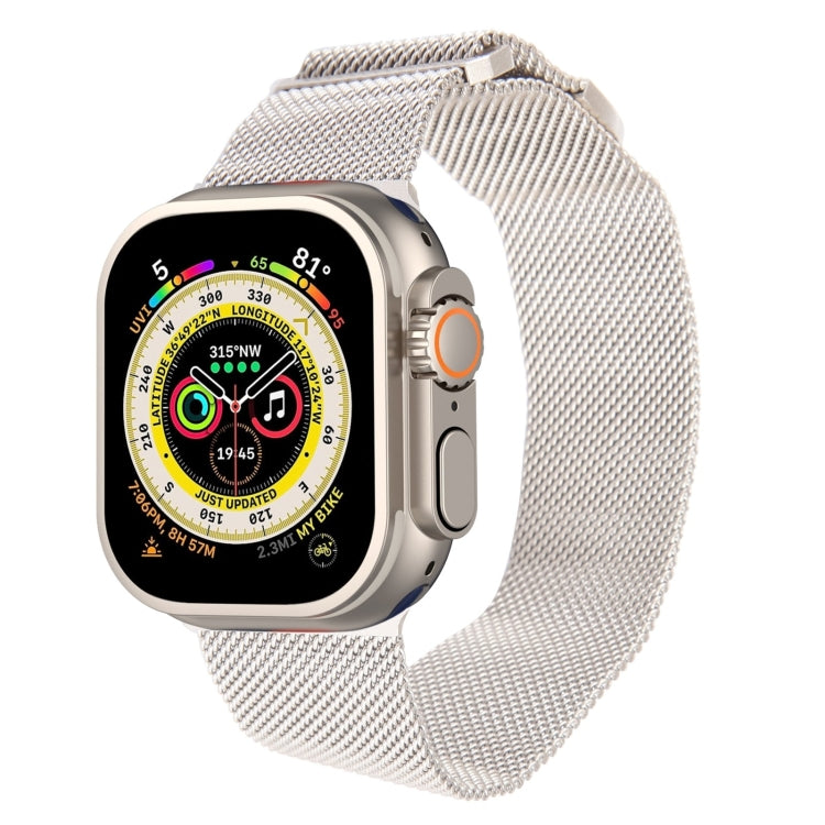 For Apple Watch 9 45mm Milanese Metal Magnetic Watch Band(Starlight) - Watch Bands by PMC Jewellery | Online Shopping South Africa | PMC Jewellery