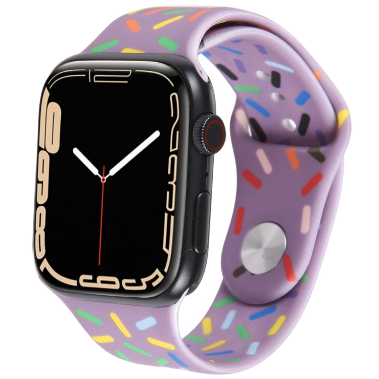 Rainbow Raindrops Silicone Watch Band For Apple Watch 8 41mm(Light Purple) - Watch Bands by PMC Jewellery | Online Shopping South Africa | PMC Jewellery