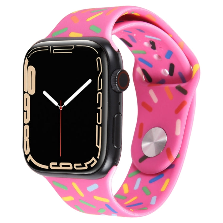 Rainbow Raindrops Silicone Watch Band For Apple Watch 8 45mm(Rose Red) - Watch Bands by PMC Jewellery | Online Shopping South Africa | PMC Jewellery