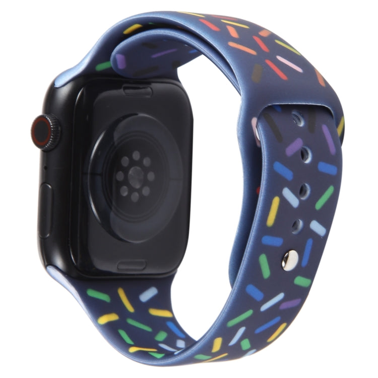 Rainbow Raindrops Silicone Watch Band For Apple Watch 7 41mm(Midnight) - Watch Bands by PMC Jewellery | Online Shopping South Africa | PMC Jewellery