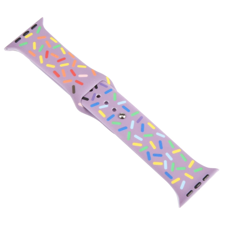 Rainbow Raindrops Silicone Watch Band For Apple Watch 7 45mm(Light Purple) - Watch Bands by PMC Jewellery | Online Shopping South Africa | PMC Jewellery