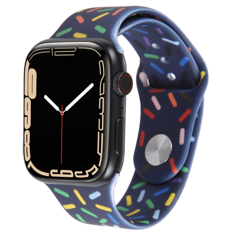 Rainbow Raindrops Silicone Watch Band For Apple Watch 7 45mm(Midnight) - Watch Bands by PMC Jewellery | Online Shopping South Africa | PMC Jewellery