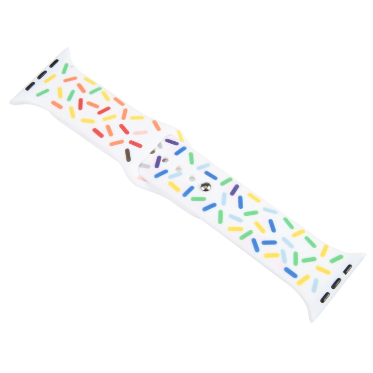 Rainbow Raindrops Silicone Watch Band For Apple Watch SE 2022 40mm(White) - Watch Bands by PMC Jewellery | Online Shopping South Africa | PMC Jewellery