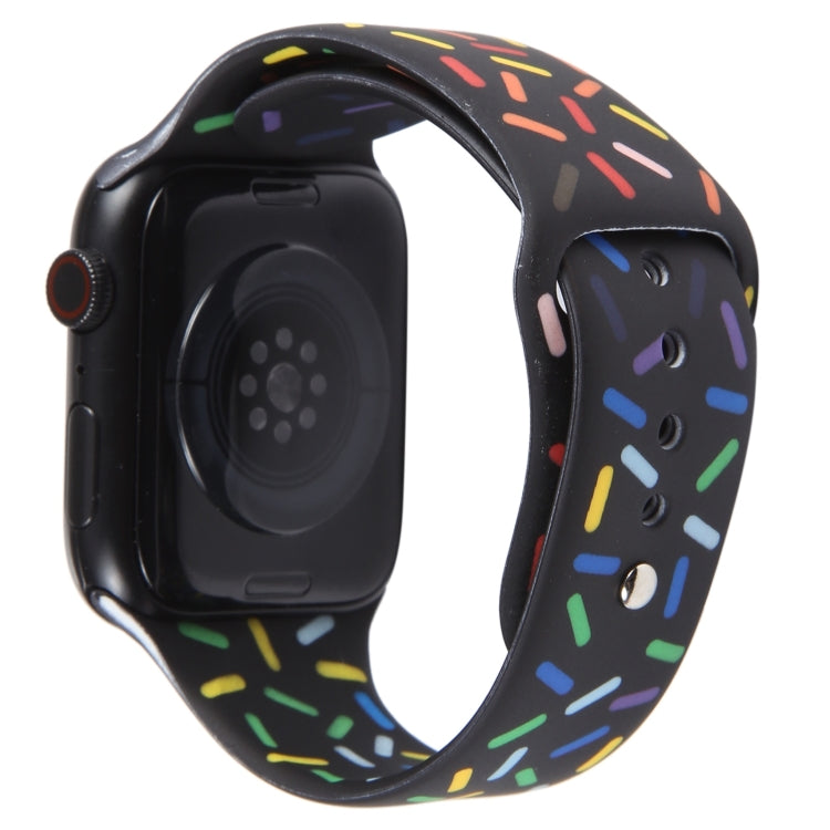 Rainbow Raindrops Silicone Watch Band For Apple Watch SE 2022 44mm(Black) - Watch Bands by PMC Jewellery | Online Shopping South Africa | PMC Jewellery