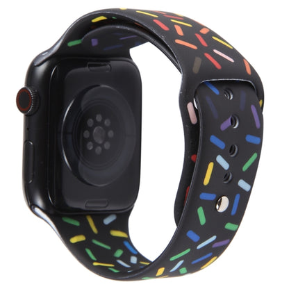 Rainbow Raindrops Silicone Watch Band For Apple Watch 6 44mm(Black) - Watch Bands by PMC Jewellery | Online Shopping South Africa | PMC Jewellery