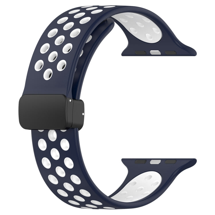 For Apple Watch Ultra 49mm Magnetic Buckle Silicone Watch Band(Navy White) - Watch Bands by PMC Jewellery | Online Shopping South Africa | PMC Jewellery