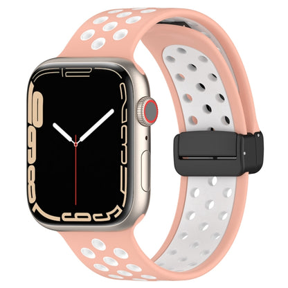 For Apple Watch SE 40mm Magnetic Buckle Silicone Watch Band(Pink White) - Watch Bands by PMC Jewellery | Online Shopping South Africa | PMC Jewellery