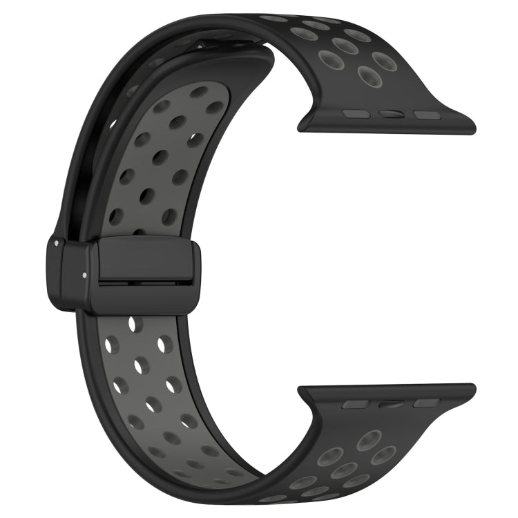 For Apple Watch SE 40mm Magnetic Buckle Silicone Watch Band(Black Grey) - Watch Bands by PMC Jewellery | Online Shopping South Africa | PMC Jewellery