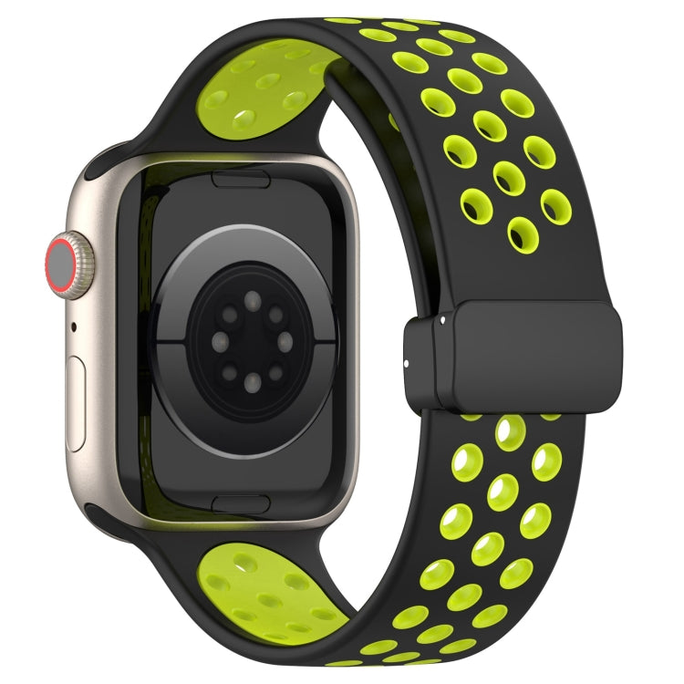 For Apple Watch SE 44mm Magnetic Buckle Silicone Watch Band(Black Limes) - Watch Bands by PMC Jewellery | Online Shopping South Africa | PMC Jewellery