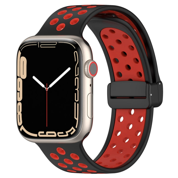 For Apple Watch 6 40mm Magnetic Buckle Silicone Watch Band(Black Red) - Watch Bands by PMC Jewellery | Online Shopping South Africa | PMC Jewellery