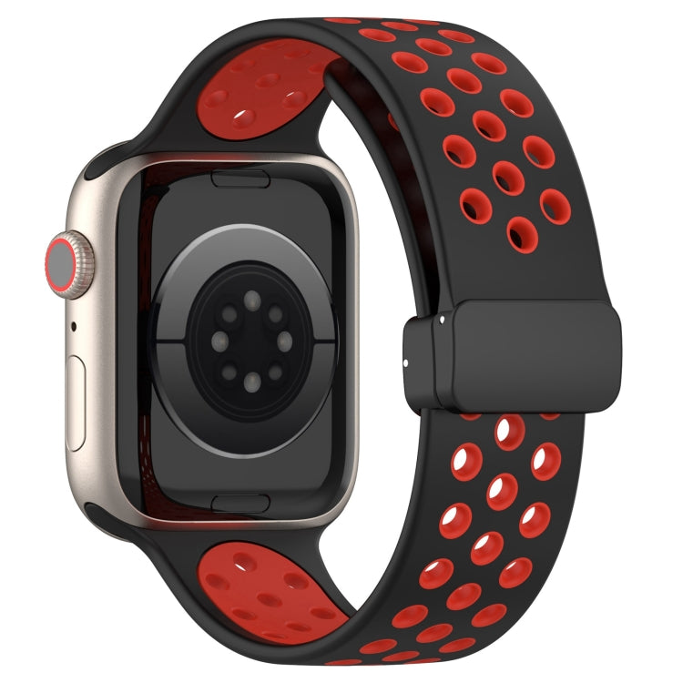 For Apple Watch 6 40mm Magnetic Buckle Silicone Watch Band(Black Red) - Watch Bands by PMC Jewellery | Online Shopping South Africa | PMC Jewellery