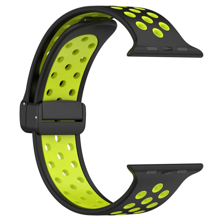 For Apple Watch 6 44mm Magnetic Buckle Silicone Watch Band(Black Limes) - Watch Bands by PMC Jewellery | Online Shopping South Africa | PMC Jewellery