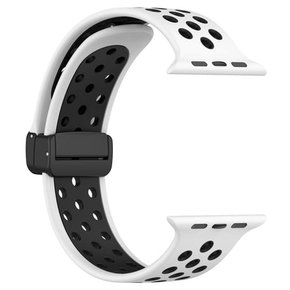 For Apple Watch 4 44mm Magnetic Buckle Silicone Watch Band(White Black) - Watch Bands by PMC Jewellery | Online Shopping South Africa | PMC Jewellery