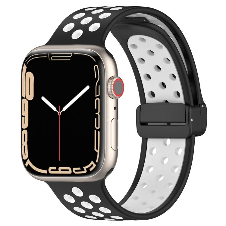 For Apple Watch 4 40mm Magnetic Buckle Silicone Watch Band(Black White) - Watch Bands by PMC Jewellery | Online Shopping South Africa | PMC Jewellery