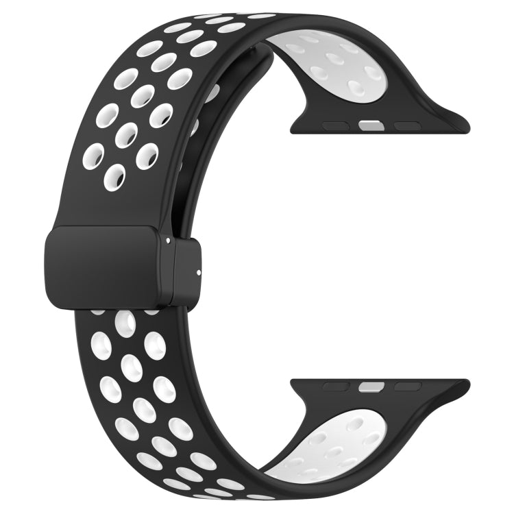 For Apple Watch 4 40mm Magnetic Buckle Silicone Watch Band(Black White) - Watch Bands by PMC Jewellery | Online Shopping South Africa | PMC Jewellery