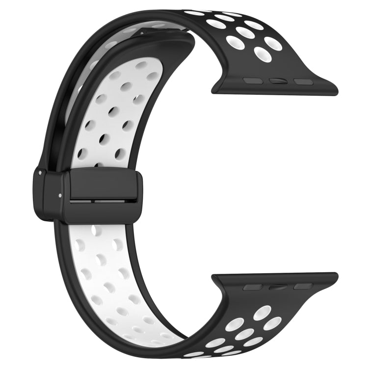 For Apple Watch 4 40mm Magnetic Buckle Silicone Watch Band(Black White) - Watch Bands by PMC Jewellery | Online Shopping South Africa | PMC Jewellery