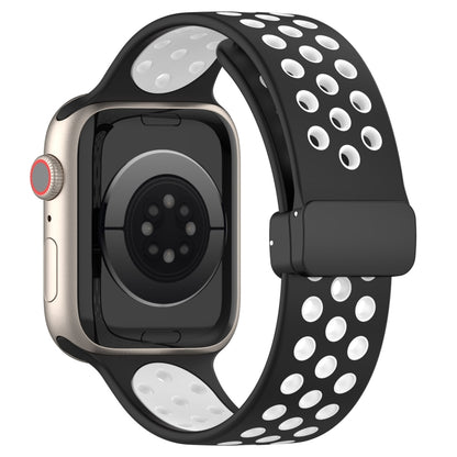 For Apple Watch 4 40mm Magnetic Buckle Silicone Watch Band(Black White) - Watch Bands by PMC Jewellery | Online Shopping South Africa | PMC Jewellery