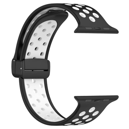 For Apple Watch 2 42mm Magnetic Buckle Silicone Watch Band(Black White) - Watch Bands by PMC Jewellery | Online Shopping South Africa | PMC Jewellery