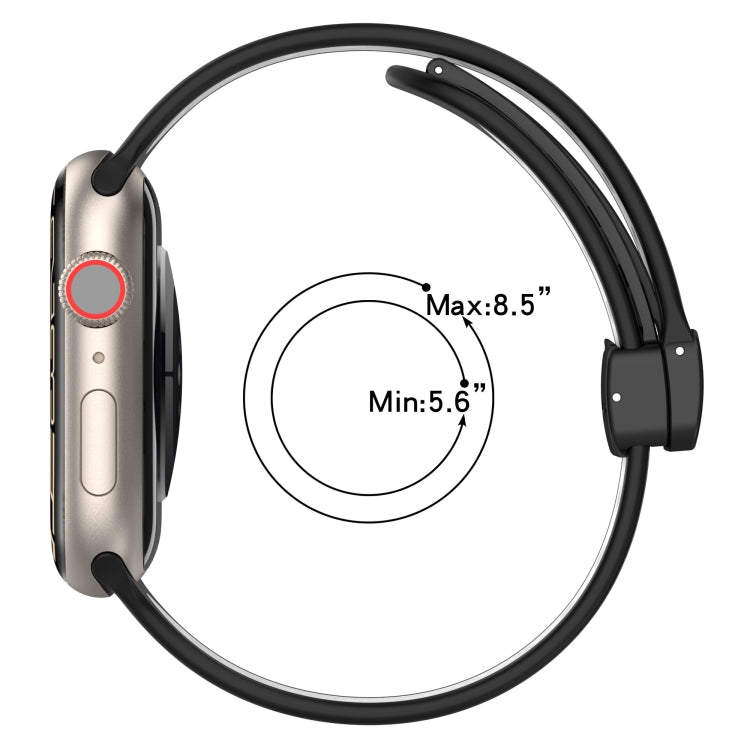 For Apple Watch 38mm Magnetic Buckle Silicone Watch Band(Black Limes) - Watch Bands by PMC Jewellery | Online Shopping South Africa | PMC Jewellery