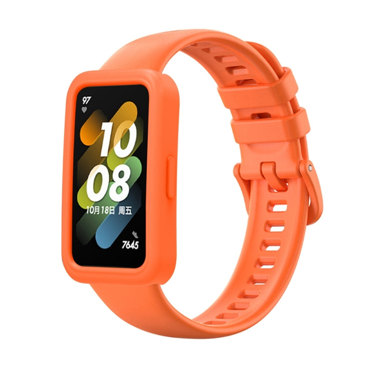 For Huawei Band 8 Silicone Protective Case + Silicone Watch Band Kit(Orange) - Watch Bands by PMC Jewellery | Online Shopping South Africa | PMC Jewellery