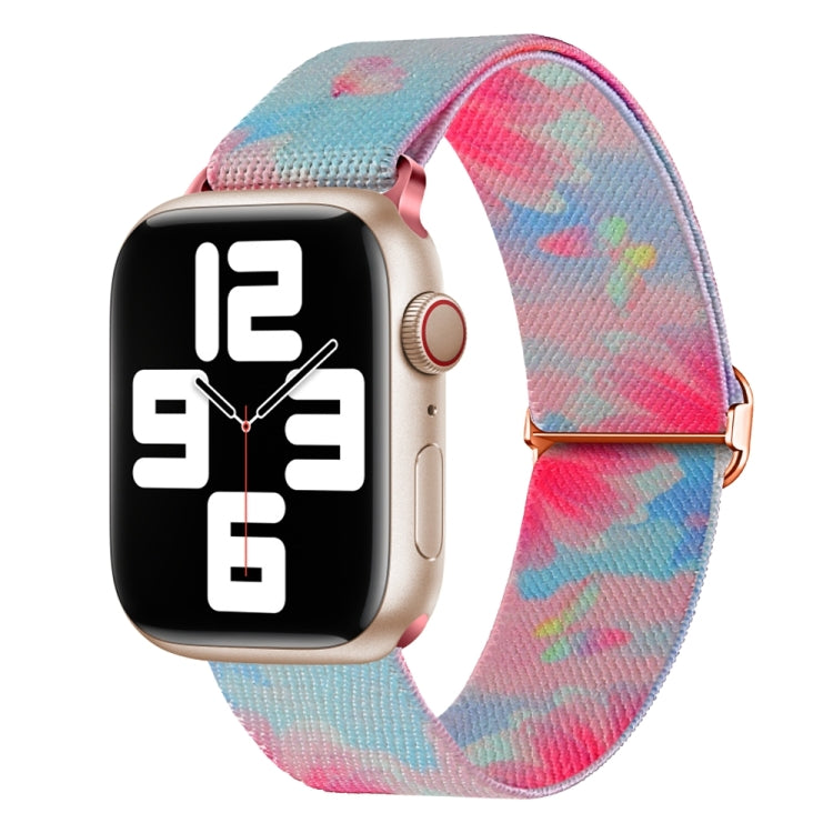 For Apple Watch SE 2022 40mm Painted Pattern Nylon Replacement Watch Band(Flower Butterfly) - Watch Bands by PMC Jewellery | Online Shopping South Africa | PMC Jewellery