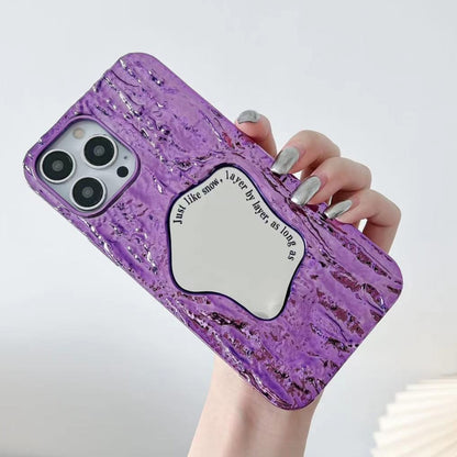 For iPhone 13 Embossed Rock Texture Mirror TPU Phone Case(Deep Purple) - iPhone 13 Cases by PMC Jewellery | Online Shopping South Africa | PMC Jewellery