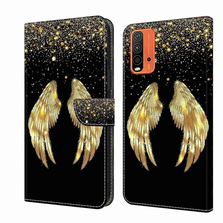 For Xiaomi Redmi 9T Crystal 3D Shockproof Protective Leather Phone Case(Golden Wings) - Xiaomi Cases by PMC Jewellery | Online Shopping South Africa | PMC Jewellery