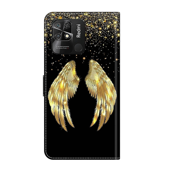 For Xiaomi Redmi 10C Crystal 3D Shockproof Protective Leather Phone Case(Golden Wings) - Xiaomi Cases by PMC Jewellery | Online Shopping South Africa | PMC Jewellery