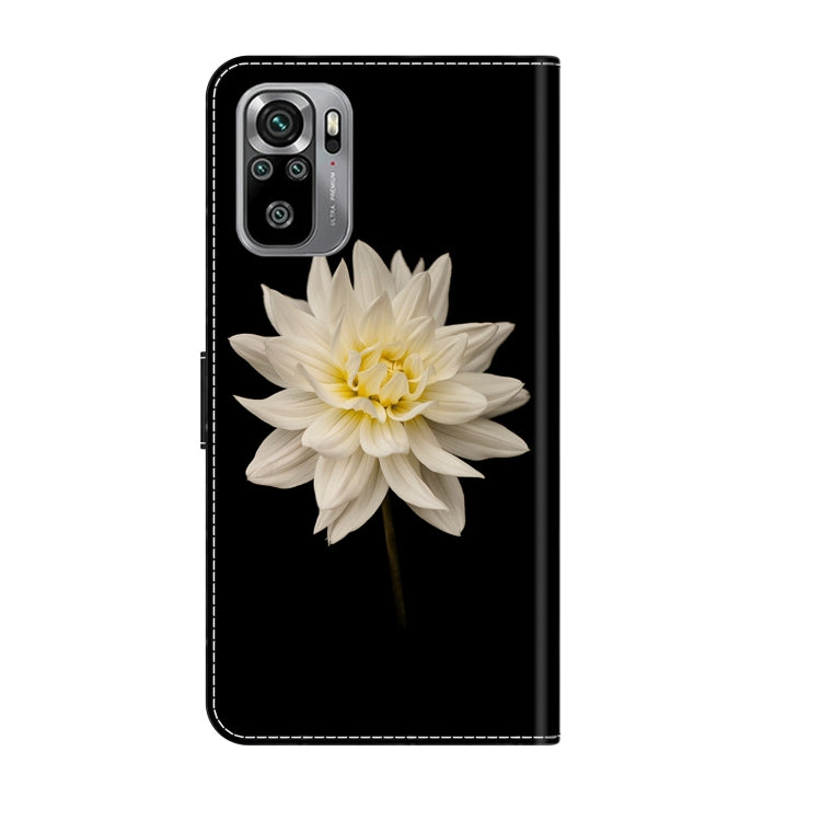 For Xiaomi Redmi Note 10 4G Crystal 3D Shockproof Protective Leather Phone Case(White Flower) - Xiaomi Cases by PMC Jewellery | Online Shopping South Africa | PMC Jewellery