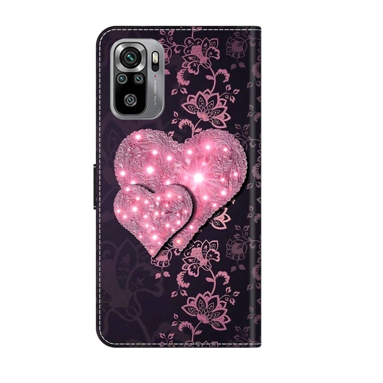 For Xiaomi Redmi Note 10 4G Crystal 3D Shockproof Protective Leather Phone Case(Lace Love) - Xiaomi Cases by PMC Jewellery | Online Shopping South Africa | PMC Jewellery