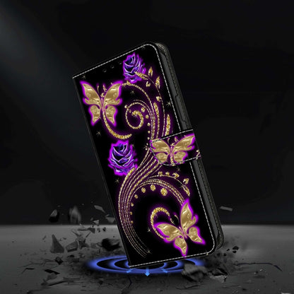 For Xiaomi Redmi Note 10 5G Crystal 3D Shockproof Protective Leather Phone Case(Purple Flower Butterfly) - Xiaomi Cases by PMC Jewellery | Online Shopping South Africa | PMC Jewellery