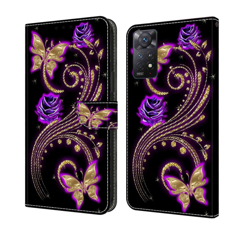 For Xiaomi Redmi Note 11 Pro 5G / 4G Global Crystal 3D Shockproof Protective Leather Phone Case(Purple Flower Butterfly) - Xiaomi Cases by PMC Jewellery | Online Shopping South Africa | PMC Jewellery