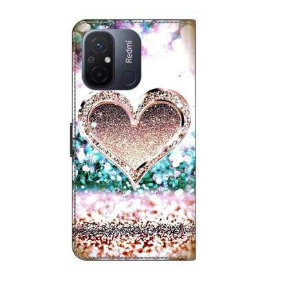 For Xiaomi Redmi 11A 4G / Redmi 12C Global Crystal 3D Shockproof Protective Leather Phone Case(Pink Diamond Heart) - Xiaomi Cases by PMC Jewellery | Online Shopping South Africa | PMC Jewellery