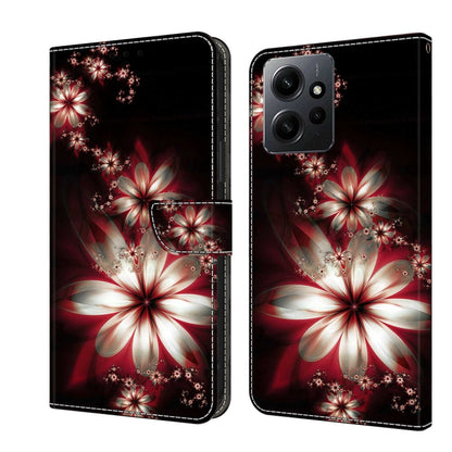 For Xiaomi Redmi Note 12 4G Crystal 3D Shockproof Protective Leather Phone Case(Fantastic Flower) - Xiaomi Cases by PMC Jewellery | Online Shopping South Africa | PMC Jewellery