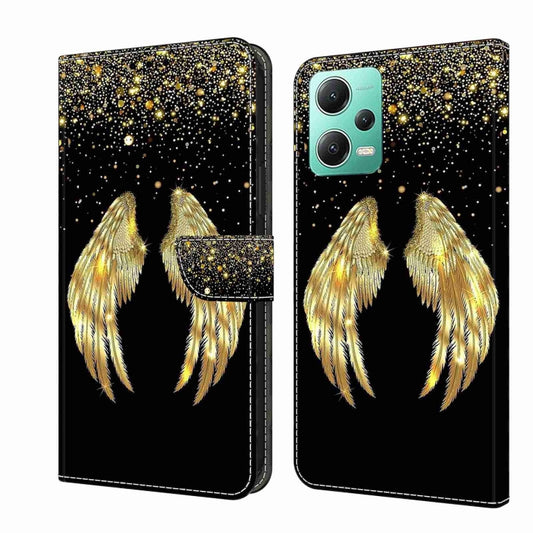 For Xiaomi Redmi Note 12 5G Global / Poco X5 Crystal 3D Shockproof Protective Leather Phone Case(Golden Wings) - Xiaomi Cases by PMC Jewellery | Online Shopping South Africa | PMC Jewellery