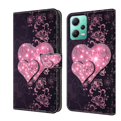 For Xiaomi Redmi Note 12 5G Global / Poco X5 Crystal 3D Shockproof Protective Leather Phone Case(Lace Love) - Xiaomi Cases by PMC Jewellery | Online Shopping South Africa | PMC Jewellery